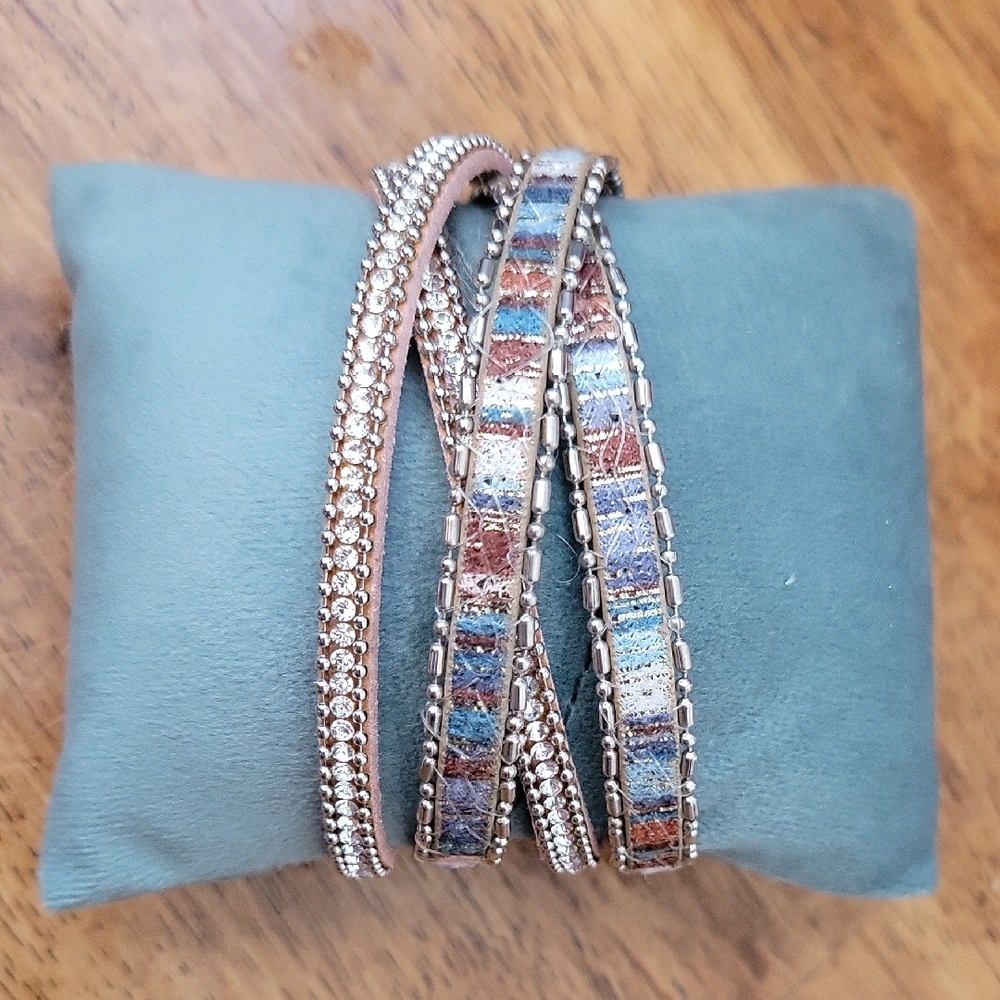 Double Wrap Bracelet Neutral Color & Silver NEW